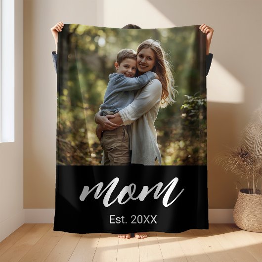 Mom Established Photo Mother's Day Fleecedecke