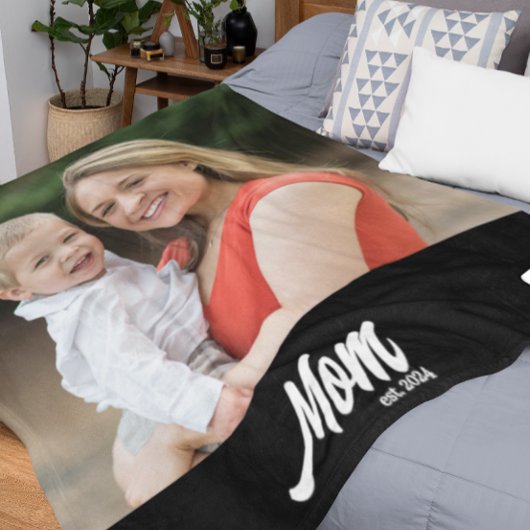 Mom Established Photo Mother's Day Fleecedecke