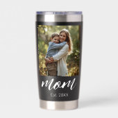 Mom Established Photo Mother's Day Thermobecher (Rückseite)