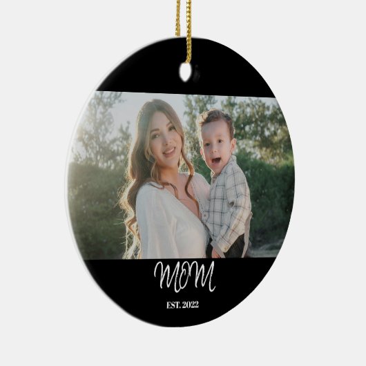 Mom Established, Photo, Script, Ceramic Ornament (Rechts)