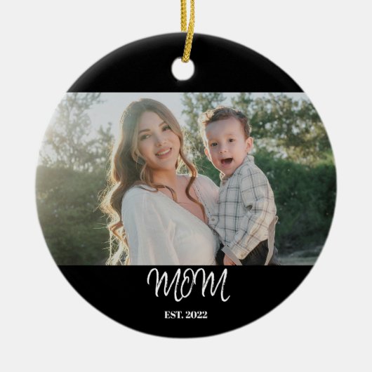Mom Established, Photo, Script, Ceramic Ornament (Vorne)