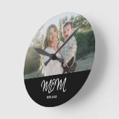 Mom Established, Photo, Script, Round Clock Runde Wanduhr (Winkel)