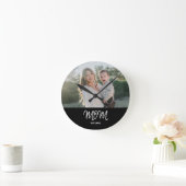 Mom Established, Photo, Script, Round Clock Runde Wanduhr (Zuhause)