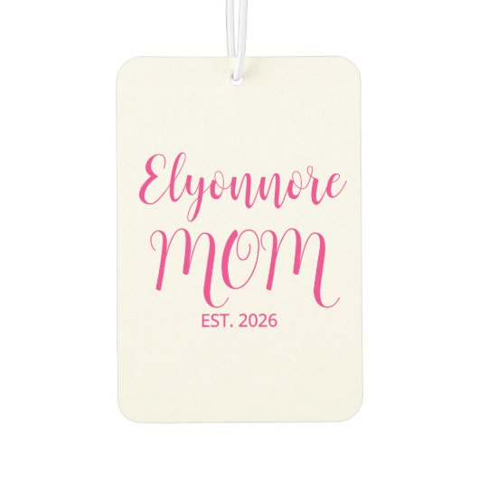 Mom Established Pink Script Name  Autolufterfrischer (Rückseite)