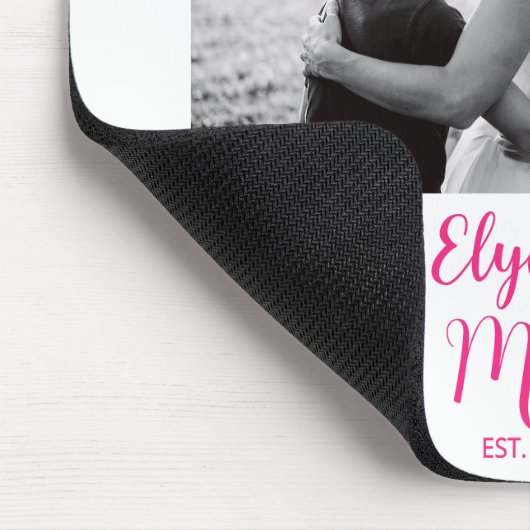 Mom Established Pink Script Name Photo  Mousepad (Ecke)