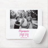 Mom Established Pink Script Name Photo  Mousepad (Mit Mouse)