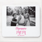 Mom Established Pink Script Name Photo  Mousepad (Vorne)