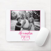Mom Established Pink Script Name Photo  Mousepad (Mit Mouse)
