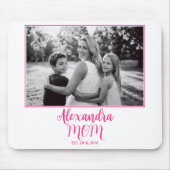 Mom Established Pink Script Name Photo  Mousepad (Vorne)