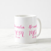 Mom Established Pink Script Name  Two-Tone Coffee Kaffeetasse (VorderseiteRechts)