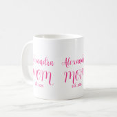 Mom Established Pink Script Name  Two-Tone Coffee Kaffeetasse (Vorderseite Links)