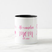 Mom Established Pink Script Name  Two-Tone Coffee Tasse (Zentrum)