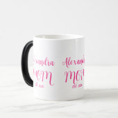 Mom Established Pink Script Name  Two-Tone Coffee Verwandlungstasse (Vorderseite Links)