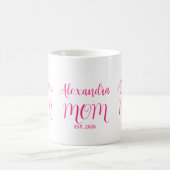 Mom Established Pink Script Name  Two-Tone Coffee Verwandlungstasse (Mittel)