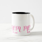 Mom Established Pink Script New Mom Gift  Zweifarbige Tasse (VorderseiteRechts)