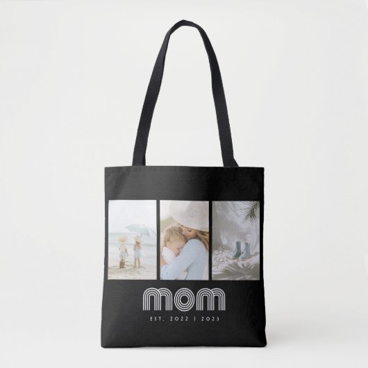 Mom Established Retro Script Black 3 Photo Tasche (Vorderseite)