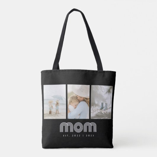 Mom Established Retro Script Black 3 Photo Tasche (Rückseite)