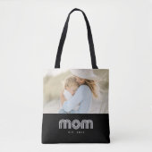 Mom Established Retro Script Black Photo Tasche (Vorderseite)