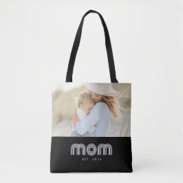 Mom Established Retro Script Black Photo Tasche