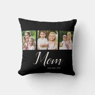 Mom Established Schrift Schwarz 3 Foto Kissen