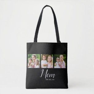 Mom Established Schrift Schwarz 3 Foto Tasche