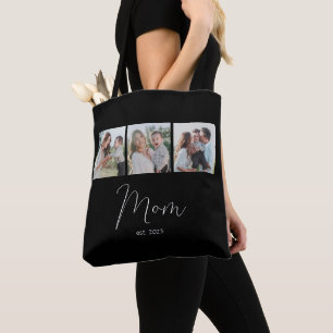 Mom Established Schrift Schwarz 3 Foto Tasche