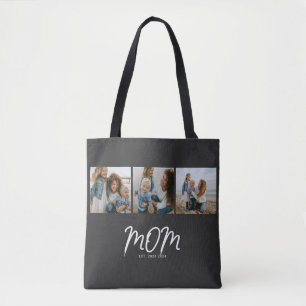 Mom Established Schrift Schwarz 3 Foto Tote Bag Tasche