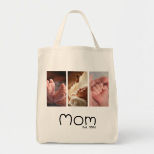Mom Established Schrift Weiß 3 Foto-Tasche Tragetasche