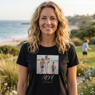 Mom Established Schriftzug Foto T-Shirt
