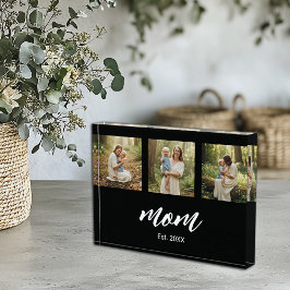 Mom Established Script 3 Photo Acrylic Block