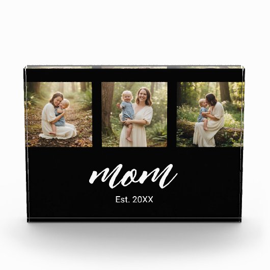 Mom Established Script 3 Photo Acrylic Block (Vorderseite)