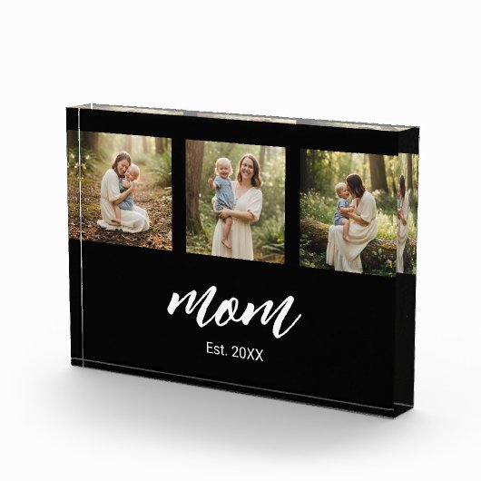 Mom Established Script 3 Photo Acrylic Block (Rechts)