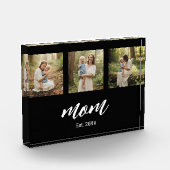 Mom Established Script 3 Photo Acrylic Block (Links)