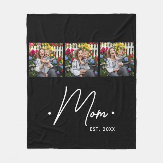 Mom Established Script 3 Photo Black Fleecedecke (Vorderseite)