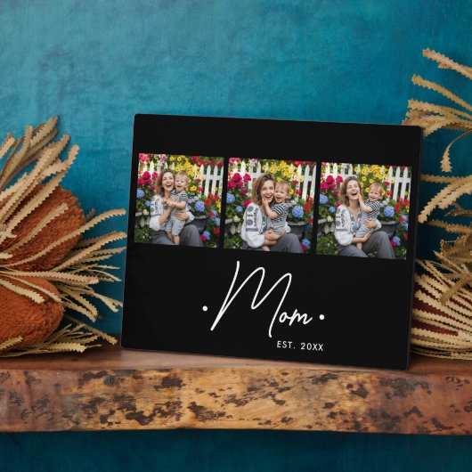 Mom Established Script 3 Photo Black Fotoplatte (Seite)