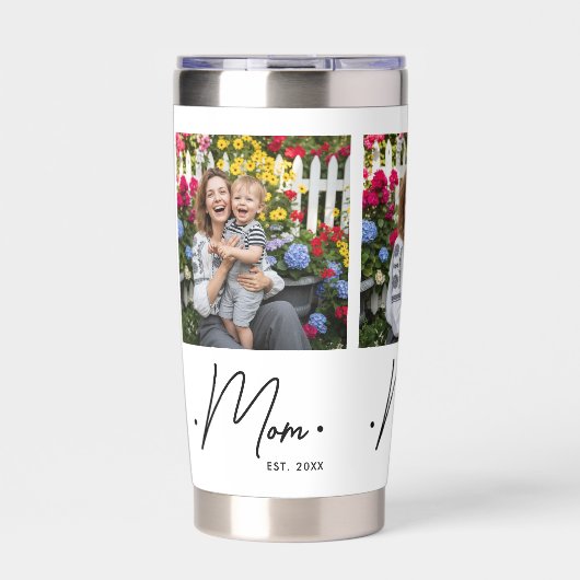 Mom Established Script 3 Photo White Thermobecher (Vorderseite)