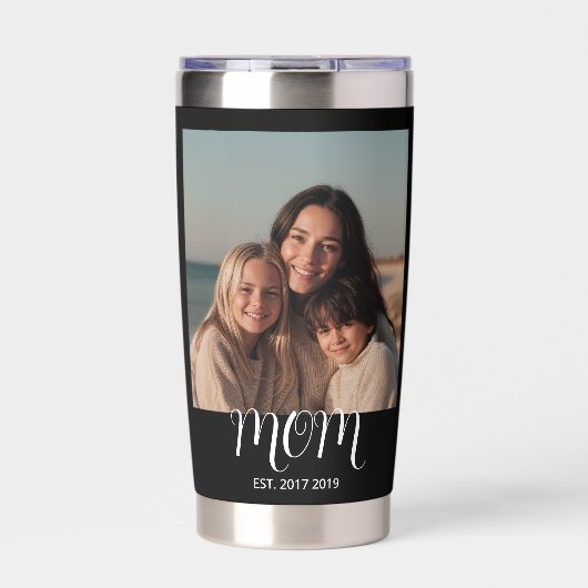 Mom Established Script Black 2 Photo Thermobecher (Vorderseite)