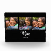 Mom Established Script Black 3 Photo Acrylic Award Fotoblock (Vorderseite)