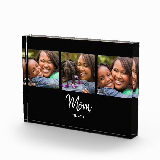 Mom Established Script Black 3 Photo Acrylic Award Fotoblock (Rechts)