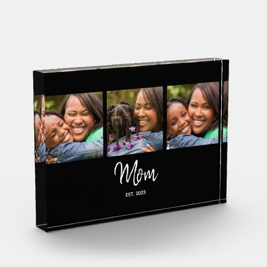 Mom Established Script Black 3 Photo Acrylic Award Fotoblock (Links)