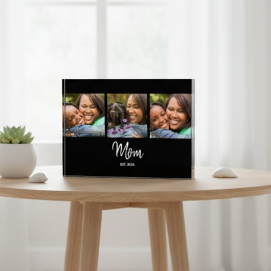 Mom Established Script Black 3 Photo Acrylic Award Fotoblock