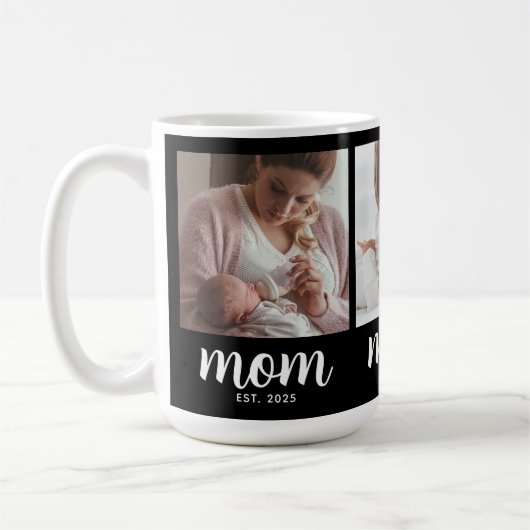 Mom Established Script Black 3 Photo Coffe Coffee Kaffeetasse (Links)