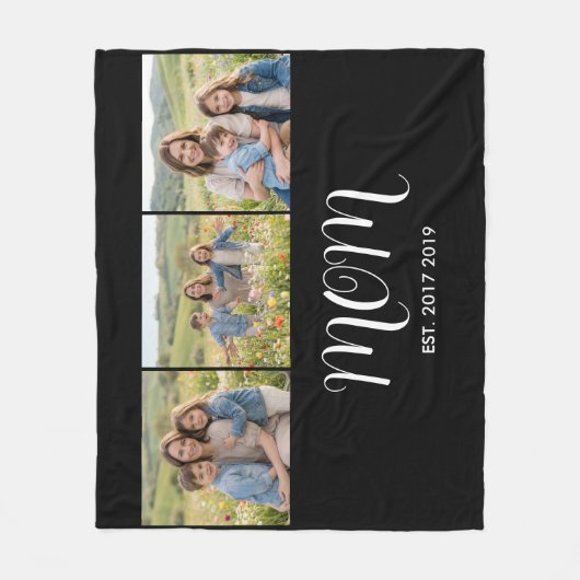 Mom Established Script Black 3 Photo Fleecedecke (Vorderseite)