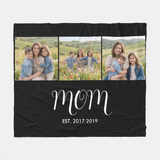 Mom Established Script Black 3 Photo Fleecedecke (Vorderseite (Horizontal))