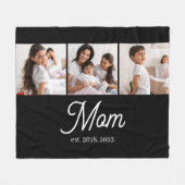 Mom Established Script Black 3 Photo Fleecedecke (Vorderseite (Horizontal))