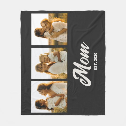 Mom Established Script Black 3 Photo Fleecedecke (Vorderseite)
