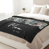 Mom Established Script Black 3 Photo Fleecedecke