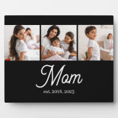 Mom Established Script Black 3 Photo Fotoplatte (Vorderseite)