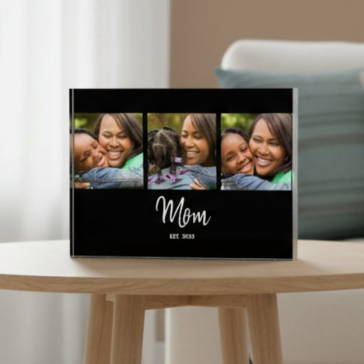 Mom Established Script Black 3 Photo Fotoplatte