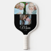 *Mom Established Script Black 3 Photo Gift Pickleball Schläger (Vorderseite)